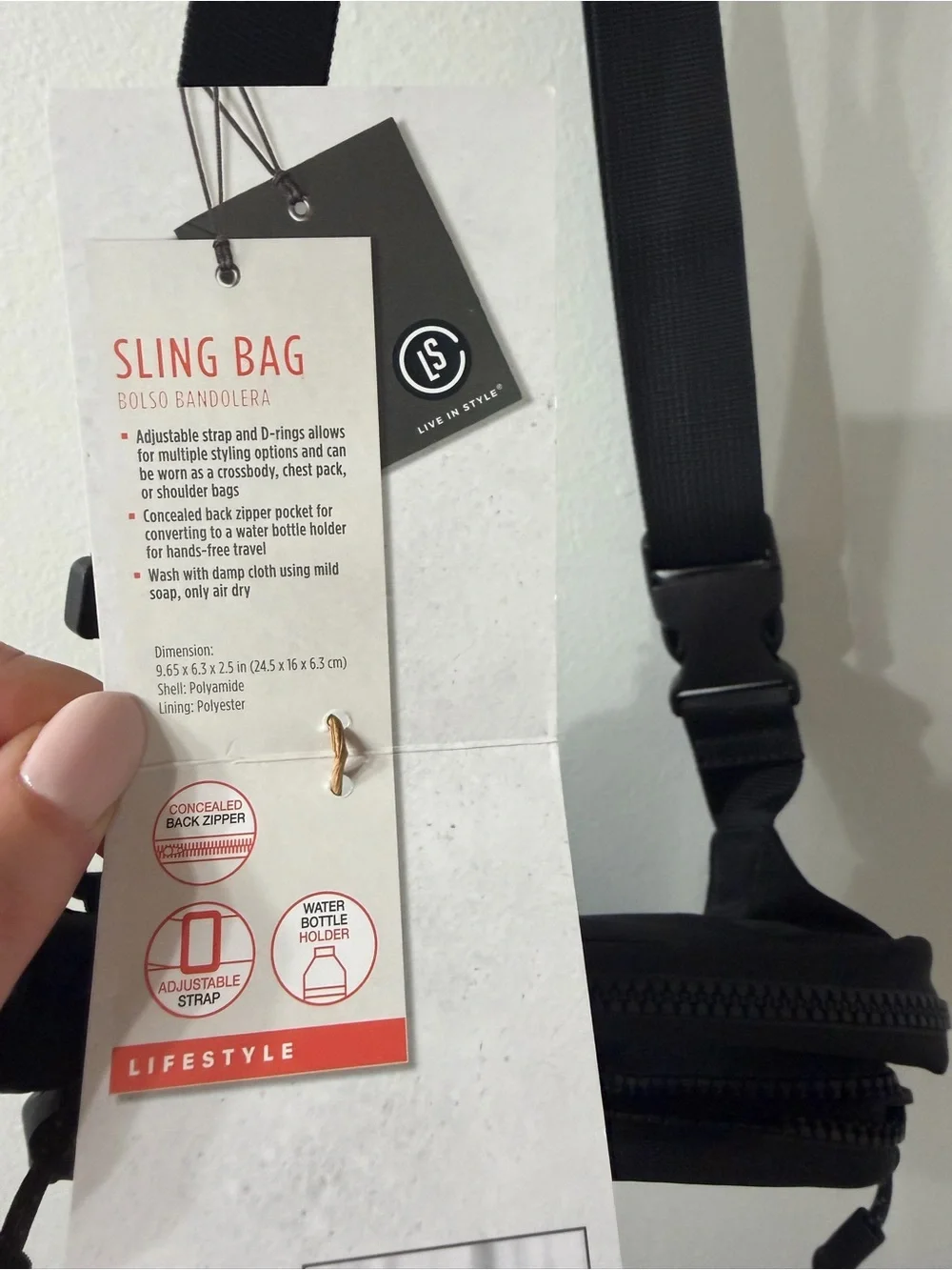 Black Unisex Sling Bag - Compact Crossbody Travel Pouch (ALDI)